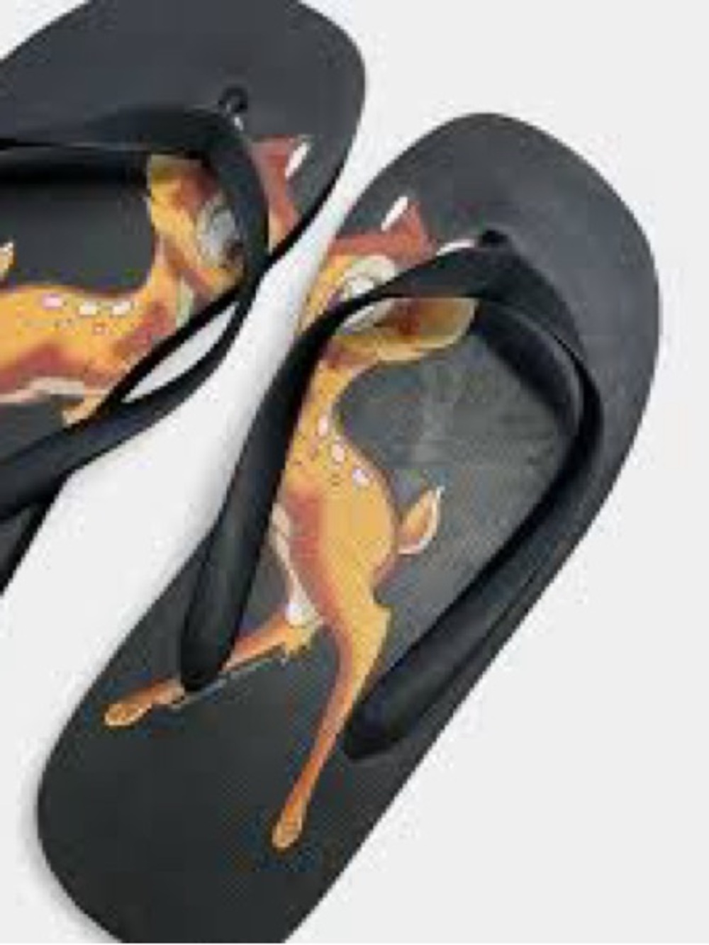 GIVENCHY x DISNEY Bambi Black Rubber Flip Flop Sandals Slides Riccardo Tisci - Picture 2 of 8